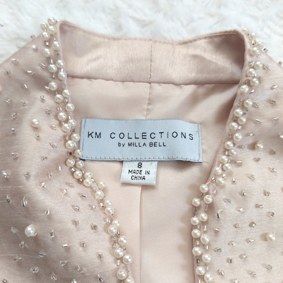 NWT Champagne Ivory Pearl Beaded Special Occasion Jacket Topper- Size 8 - Picture 2 of 10